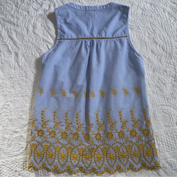 Skies Are Blue Sleeveless Top / Blouse Blue & Gold Size Small - Picture 8 of 11